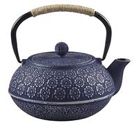 Teiera in ghisa, stile giapponese, tetsubin, bollitore da tè con infusore rimovibile in acciaio inossidabile, teiere in ferro blu per caffè, bustine di tè, tè sfuso, motivo floreale, 1000 ml