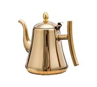 Teiera in metallo di grande capacità con filtro in rete acciaio inossidabile, bollitore for caffè, tè, latte ecc Bollitore a Bollitura Rapida(Gold,L)