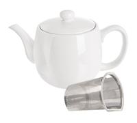 Teiera in Porcellana Bianca con Infusore Acciaio Inox Tisana Caffe Tè 700ml