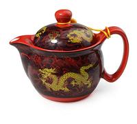 Teiera in porcellana cinese, 350 ml, infusore per tè sfuso (rosso)