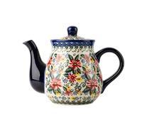 Teiera in porcellana, stile vintage, con coperchio, design elegante per tè | Bollitore da caffè floreale dipinto a mano, teiera portatile con filtro per la preparazione domestica e per servire la casa