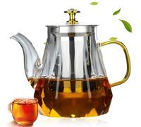 Teiera in vetro 1000ml, Teiera con Infusore, Piccola Teiera Senza Gocciolamento con Filtro In Acciaio Inox, Macchina Da Tè con Fornelli per Tè, Tisane, Caffè, Sfuso Infusiera