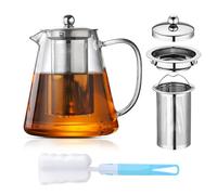 Teiera in Vetro Borosilicato, Teiera con Infusore 1300 ML, Teiere in Vetro con Infusore, Teieras con Colino Infusore Trasparente per tè Fiorito, tè Sfuso
