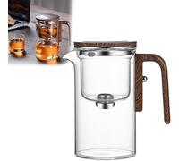 Teiera in Vetro con Separazione dell'Acqua e Manico in Legno, Controllo a Pressione, Filtro Magnetico con Doppio Infusore, 2 in 1 Enchantipot Magic Pot per Tè Sfuso (01,500ml)