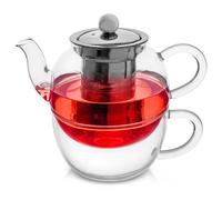 Teiera in vetro con tazza e infusore 300+350 ml 2 pezzi.