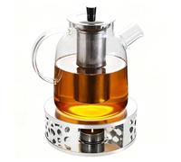 Teiera in vetro da 1,8 l, con fornellino, teiera con colino, teiera con colino, vetro borosilicato Teapot Teapot, teiera in vetro con inserto rimovibile