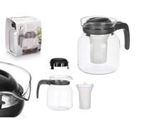 Teiera in vetro grande - per preparare tè a foglie, erbe, frutta, infusi caldi o freddi | Custodia filtro in acciaio inox - vetro resistente al calore (M - 1,2 l)