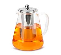 Teiera in Vetro, MXTIMWAN Teiera in Vetro Borosilicato, 1,3L Teiera con Filtro e Coperchio, Ideale per tè Tisane Caffè e Latte