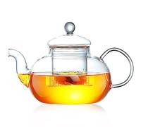 Teiera in vetro, piccola teiera con colino da tè rimovibile, resistente al calore e al microonde, per la preparazione di tè sfuso, 400 ml