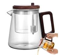 Teiera in vetro trasparente, teatro del filtro | Teiera in vetro per serbatoio interno con manico in legno | Kettle Kettle Kettle Teiera ergonomica per il soggiorno domestico