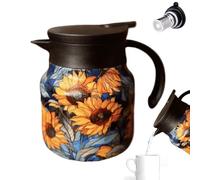 Teiera isotermica in acciaio inossidabile - Caraffa da caffè 800 ml, bollitore isotermo, teiera decorativa con motivo floreale, terme a doppia parete | portatile con coperchio a prova di perdite