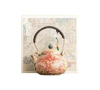 Teiera Jin Mudan dipinta a mano in selce rossa da 136 ml-5 oz blu e bianco-[ scatola]