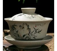 Teiera Kung Fu in Ceramica e Argilla, Tazza da tè, gaiwan Classica, Set da tè Tradizionale Fatto a Mano (C)
