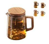 Teiera magica con infusore per tè, teiera creativa in vetro magico, per foglie di tè sfuso, beccuccio antigoccia, infusore facile da pulire (grigio, 500 ml)