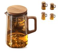 Teiera magica con infusore per tè, teiera creativa in vetro magico, per foglie di tè sfuso, beccuccio antigoccia, infusore facile da pulire (grigio, 750 ml)