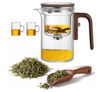 Teiera Magnetica in Vetro con Filtro, 2 in 1 Teiera in Vetro Set con Separazione dell'Acqua, Design Innovativo per Un Piacere Uniforme del tè (1000ml + 2 Tazze)