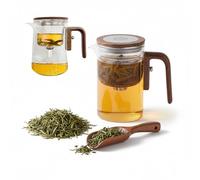 Teiera Magnetica in Vetro con Filtro, 2 in 1 Teiera in Vetro Set con Separazione dell'Acqua, Design Innovativo per Un Piacere Uniforme del tè (600ml)