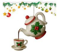 Teiera Ornamenti di Natale Decorazione Vacanza Pendente Borsa Rustico Charm | Ornamenti per albero di Natale in acrilico 2D per camera da letto, soggiorno, finestra, mensola da parete, camino, giardino