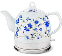 Teiera per acqua con cordoncino per bollitore elettrico in ceramica cucina, brocca TeapoTretro 1.2L, acqua 1000W veloce per base rimovibile, energia automatica, protezione a secco bollire/b Aqiong
