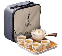 Teiera rotante in ceramica - Teiera cinese Gongfu in ceramica amichevole da viaggio Kung Fu | Teiera tradizionale Zisha con 4 tazze da tè, Teiera Kungfu-Cha, Teiera portatile per il cibo