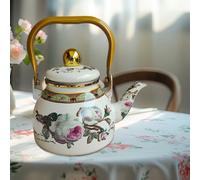 Teiera smaltata con manico in stile retrò, bollitore per il tè smaltato per