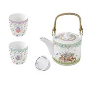 Teiera SPRING BLOOM Con Conigli E Fiori 600ml Con Filtro E 2 Tazze Easy Life
