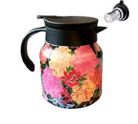 Teiera termica con motivo floreale, 800 ml, con infusore in acciaio inossidabile, bollitore che trattiene il calore, per servire il tè a casa, ristorante, area di lavoro, 14,5 x 10,5 x 10,5 cm