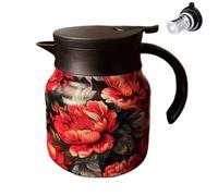 Teiera termica con motivo floreale, 800 ml, con infusore in acciaio inossidabile, bollitore che trattiene il calore, per servire il tè a casa, ristorante, area di lavoro, 14,5 x 10,5 x 10,5 cm