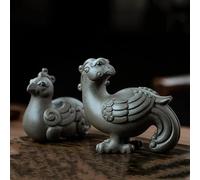 Teiere Cinese Suzaku Phoenix Ornamenti 2 Pz/set Yixing Viola Argilla Tè Pet Scultura Figurine Artigianato Set Da Set Da Tè In Porcellana