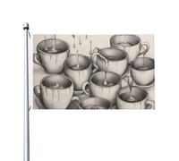 Teiere e tazze disegnate a mano stampa bandiera all'aperto giardino 3x5 Ft