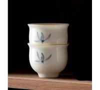 Teiere Kungfu Tea Maker Strumenti Teaware Cerimonia 2 Pz/set Porcellana Bianca Master Cup Dipinto A Mano Farfalla Orchidea Tazza Da Tè In Ceramica Artistica Set Da Tè In Porcellana