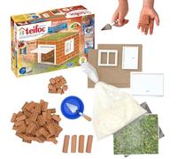 Teifoc Tei 4060 Componente Garage con Vere Mattoni, Kit, T4060 | 100 pezzi, set fai da te, kit per bambini dai 7 ai 9 anni, giocattolo da costruzione, mini mattoncini con cemento