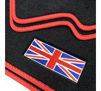 teileplus24 510 Premium Tappetini con Cucitura Decorativa e 'Union Jack' Logo per Mini I 1 R50 53 2001-2006