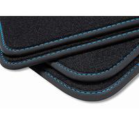 teileplus24 BV550 Tappetini in velluto per Ford Puma 2 2020- con piastra per i calci, Cucitura:Blu
