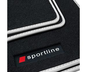 teileplus24 PV100 Tappeti in gomma Sportline Design per Audi A1 8X 2010-2018, Bordo:Argento