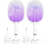 TEINNGO Racchetta Zanzare Elettrica, 5000V Racchetta Zanzare con USB Ricaricabile e LED 2 in 1, Protezione Maglia a 3 Strati Adatto per Casa Giardino Campeggio Interni ed Esterni (2PS)