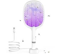 TEINNGO Racchetta Zanzare Elettrica, 5000V Racchetta Zanzare con USB Ricaricabile e LED 2 in 1, Protezione Maglia a 3 Strati Adatto per Casa Giardino Campeggio Interni ed Esterni