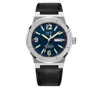TEINTOP I&W Orologio Automatico Mens Orologi Meccanici Movimento Giapponese Cinturino In Pelle Orologi, argento e blu, cinghia