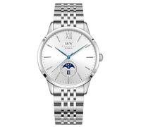 TEINTOP I&W Orologio Automatico Mens Orologi Meccanici Orologio Da Polso Movimento Giapponese, Argento/Bianco, Bracciale