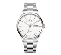 TEINTOP I&W Orologio Automatico Mens Orologi Meccanici Orologio Da Polso Movimento Giapponese, Argento/Bianco, Bracciale