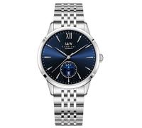 TEINTOP I&W Orologio Automatico Mens Orologi Meccanici Orologio Da Polso Movimento Giapponese, argento e blu, Bracciale