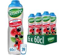 Teisseire Grenadine Zero - Senza zucchero per bibite, 6 x 600 ml