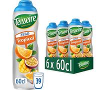 Teisseire Tropical Zero - Senza zucchero per bibite, 6 x 600 ml