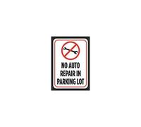 Teisyouhu Cartello in alluminio con scritta "No Auto Repair in Parking Lot Print Red White Black Poster Tool Picture Symbol Notice Business Sign,Metal Sign 20,3 x 30,5 cm