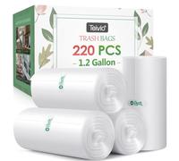 Teivio, 200 sacchi della spazzatura, resistenti, per casa, ufficio, cucina, trasparente 1.2 Gallon Clear
