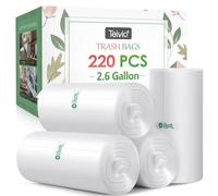 Teivio - Sacchetti per la spazzatura da 10 litri, 220 pezzi, in plastica spessa, per bagno, cucina, ufficio, adatti per bidoni della spazzatura da 7,5-10 l, trasparenti
