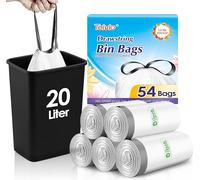 Teivio Sacchetti per la spazzatura piccoli da 20 litri con rubinetto per cravatta, 60 sacchetti per la spazzatura con coulisse resistenti per bidoni della spazzatura da 15-20 litri, sacchetti per la