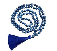 Tejesa - Collana con lapislazzuli da 8 mm, con 108 perline Mala annodate e rosario per meditazione, rosario Japamala per uomini e donne