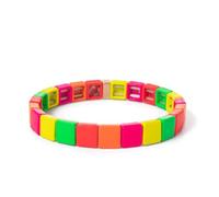 Tejesa Giallo Rosso Colore Smalto Tegola Perline Bracciali Per Le Donne/Gioielli A Mano Charms Beach Elastico Del Braccialetto Per Il Partito di, Misura unica, Acrilico, Ametista