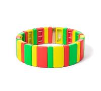 Tejesa Giallo Rosso Colore Smalto Tegola Perline Bracciali Per Le Donne/Gioielli A Mano Charms Beach Elastico Del Braccialetto Per Il Partito di, Misura unica, Acrilico, Ametista